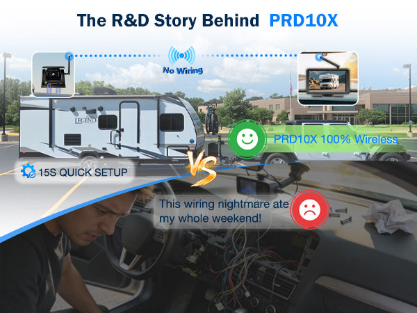 PORMIDO PRD10X Wireless Backup Camera for Truck: 7" Portable Touchscreen with Apple CarPlay/Android Auto - 10000mAh Solar Magnetic HD 1080P Rear View System for Large Vehicle RV Trailer Camper Pickup Reverse