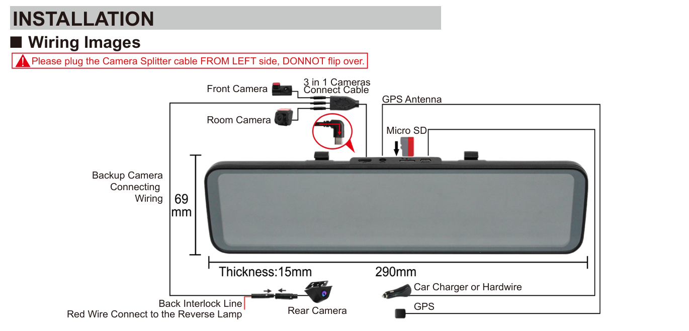 PORMIDO 3-in-1 Splitter Cable & 33ft Rear Extension Cable for D50 System