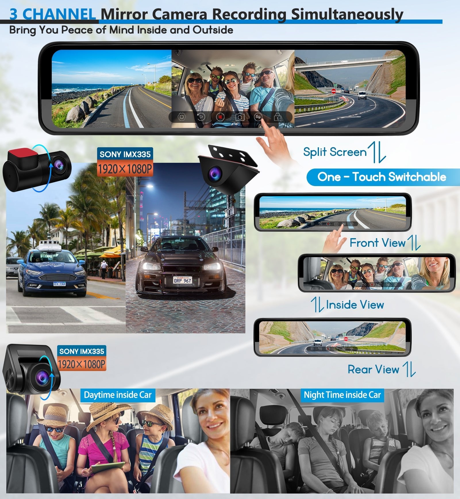 Pormido 3 channel dash cam D50 Pciture 3