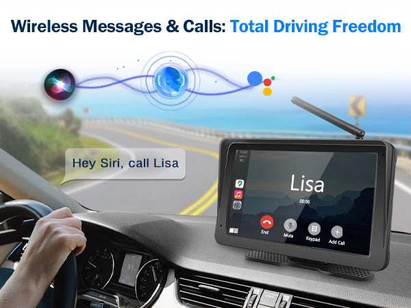 PORMIDO PRD10X Wireless Backup Camera for Truck: 7" Portable Touchscreen with Apple CarPlay/Android Auto - 10000mAh Solar Magnetic HD 1080P Rear View System for Large Vehicle RV Trailer Camper Pickup Reverse