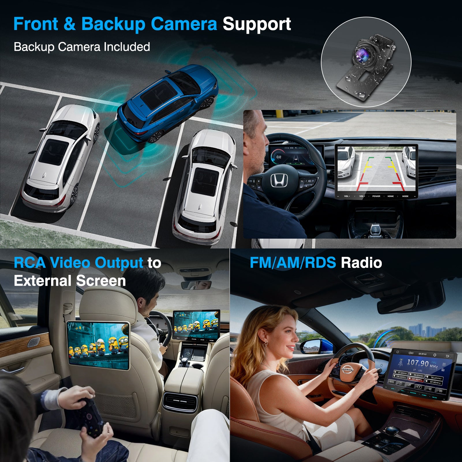 PORMIDO PRA102 Double Din Car Stereo: 10.1" Adjustable Touchscreen Radio with Wireless Apple CarPlay Android Auto - QLED Car Play Screen with Bluetooth Backup Camera MirrorLink DSP SWC for Car Audio Upgrade