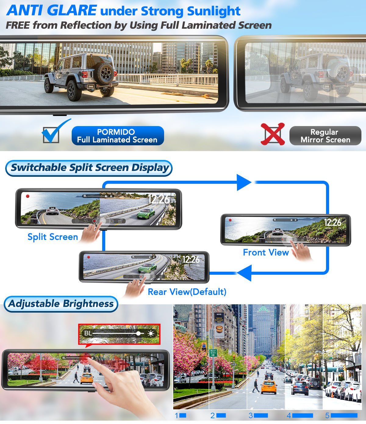 Pormido dual camera dash cam PR998 Pciture 3